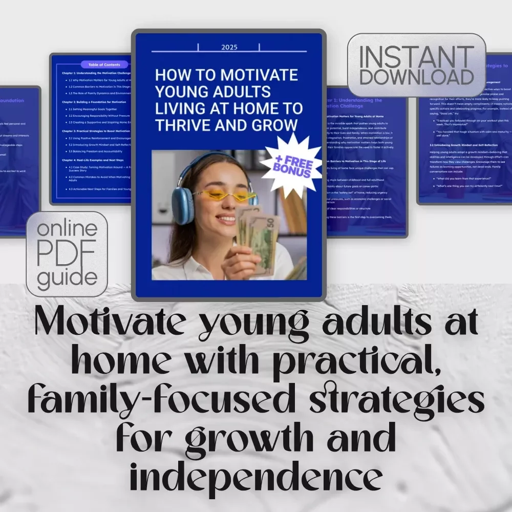 How to Motivate Young Adults Living at Home to Thrive and Grow | Motivation Guide for Parents & Families | Digital Download