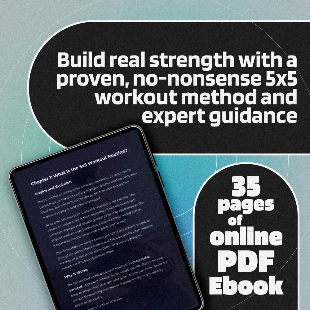Mastering Strength with the 5x5 Workout Method | 5x5 Workout Routine eBook | Digital Fitness Guide for Strength Training, Beginners to Advanced Lifters