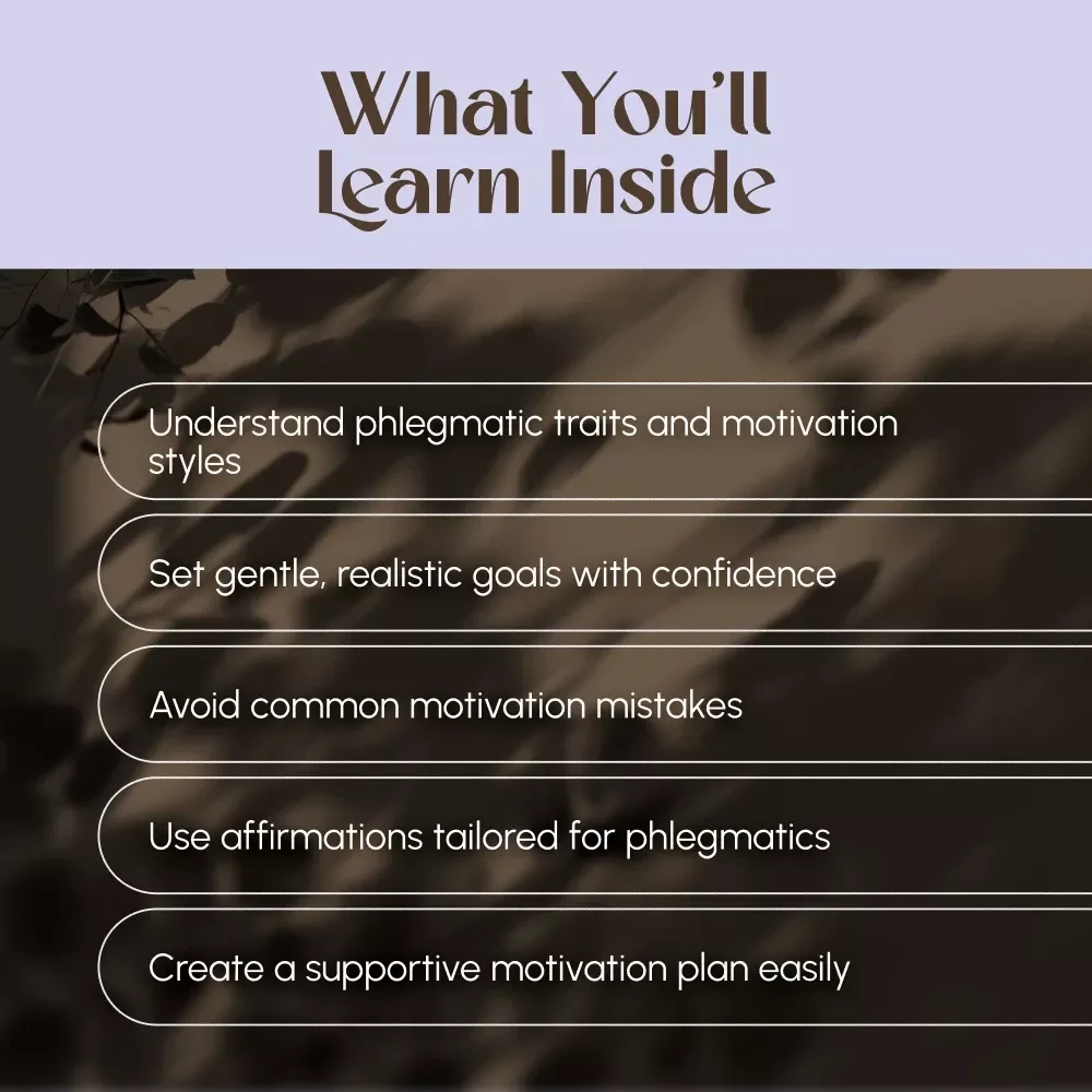 Quiet Drive: The Ultimate Guide to Motivating a Phlegmatic Personality | How to Motivate a Phlegmatic Personality | Digital Download eBook Guide for Calm, Steady Types