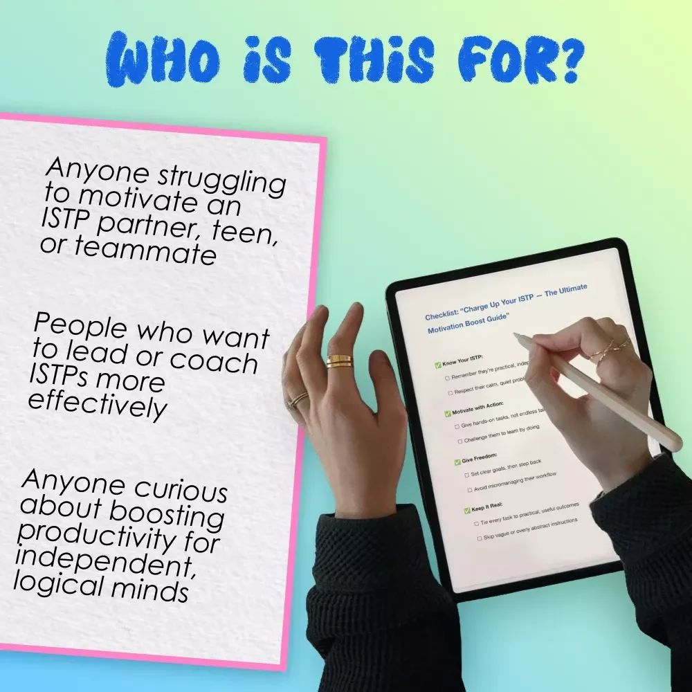 Checklist: “Charge Up Your ISTP — The Ultimate Motivation Boost Guide” | Digital Download for ISTP Personality | How to Motivate ISTP Printable PDF