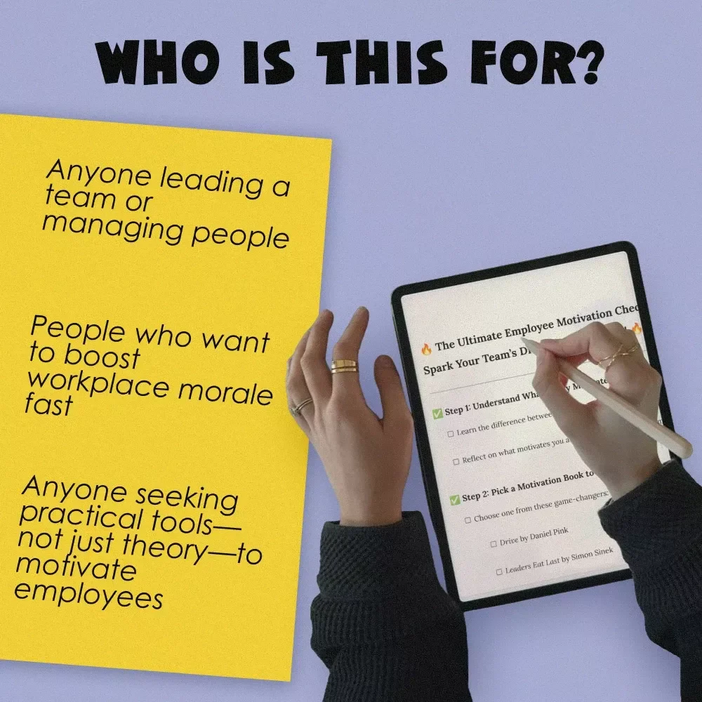 The Ultimate Employee Motivation Checklist: Spark Your Team’s Drive in 7 Easy Steps! | Books on How to Motivate Employees | Printable PDF Download | Workplace Culture Guide