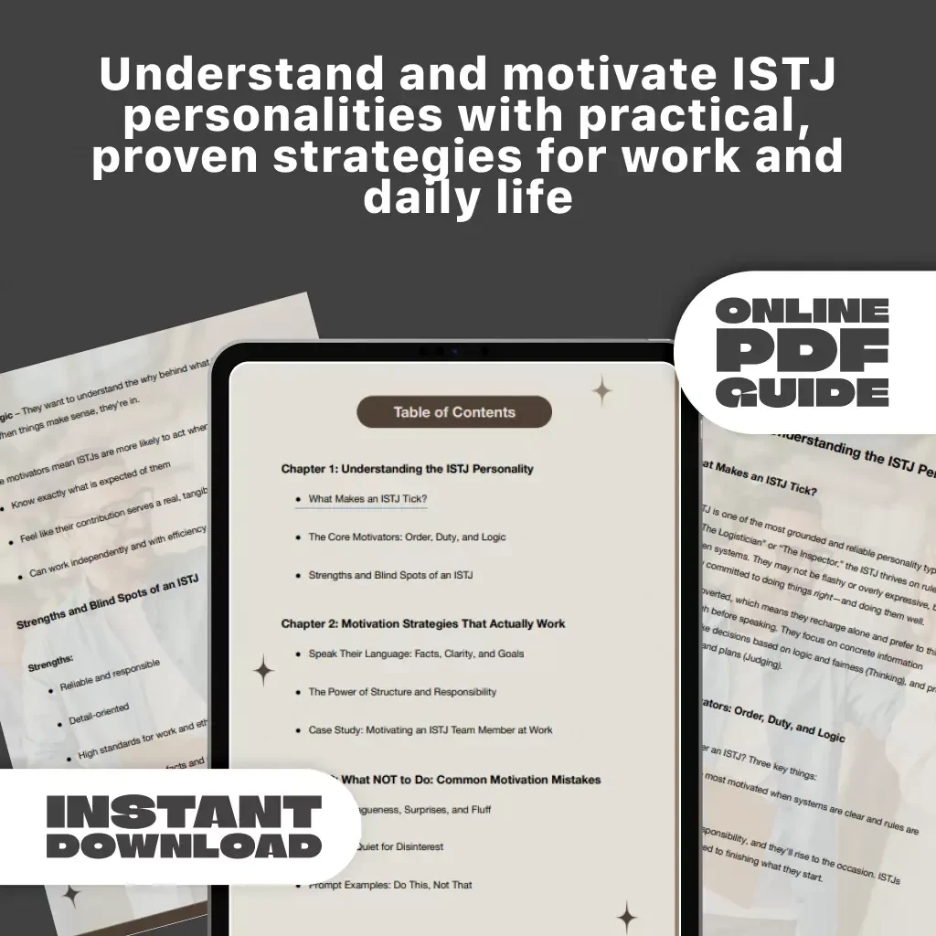 Fueling the Engine: How to Motivate the Dependable ISTJ | Digital Guide for Understanding & Inspiring the ISTJ Personality Type
