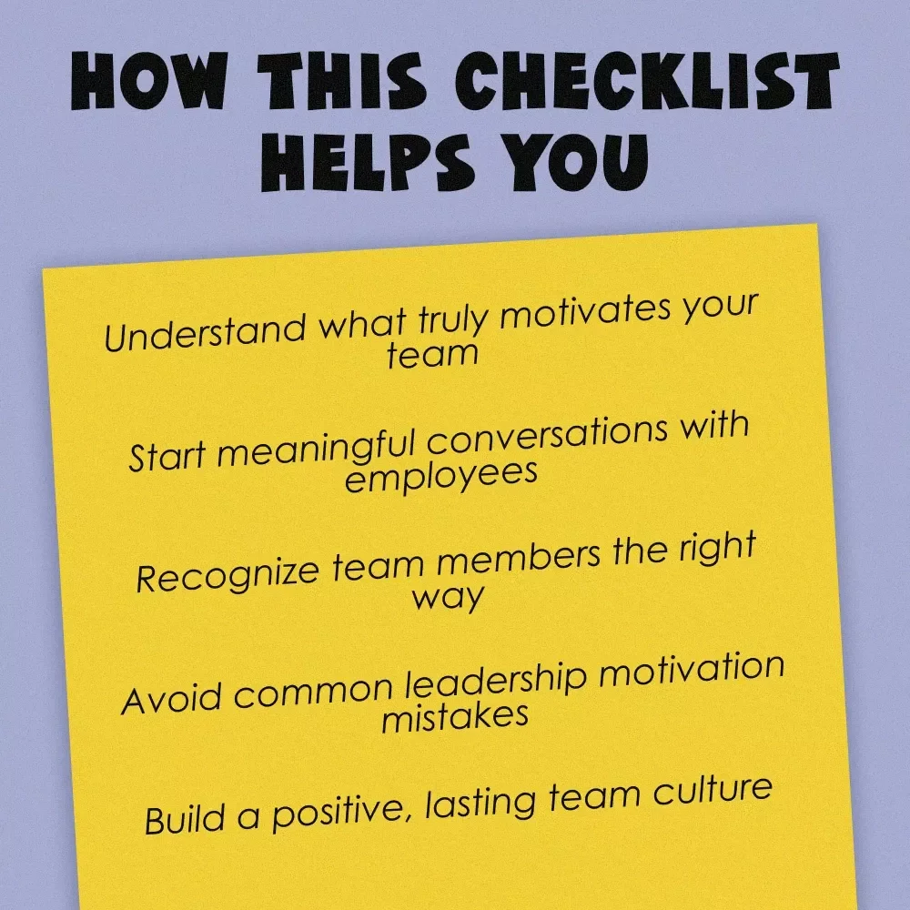 The Ultimate Employee Motivation Checklist: Spark Your Team’s Drive in 7 Easy Steps! | Books on How to Motivate Employees | Printable PDF Download | Workplace Culture Guide