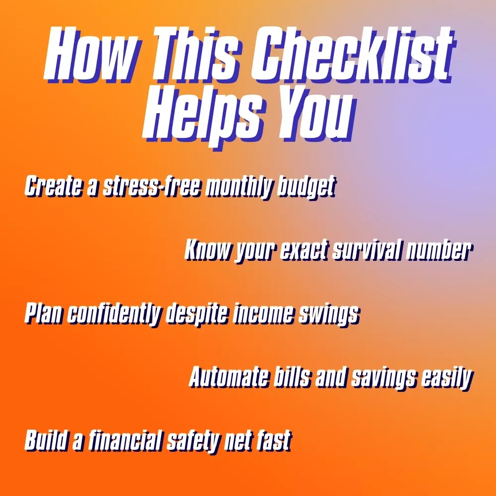 The Variable Income Budgeting Boss Checklist: Your Step-by-Step Action Plan | How to Budget with Variable Income | Digital Download PDF