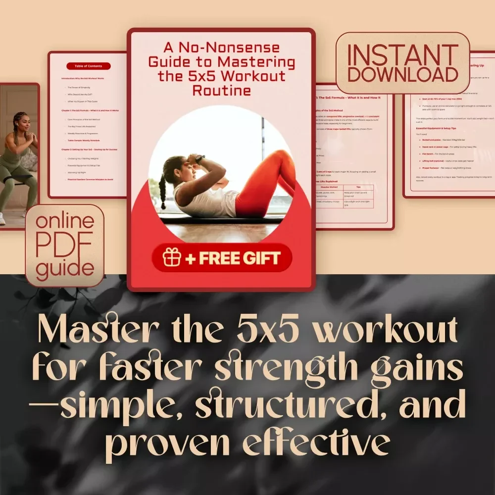A No-Nonsense Guide to Mastering the 5x5 Workout Routine | 5x5 Workout Routine Digital Download Guide for Strength Training & Beginners