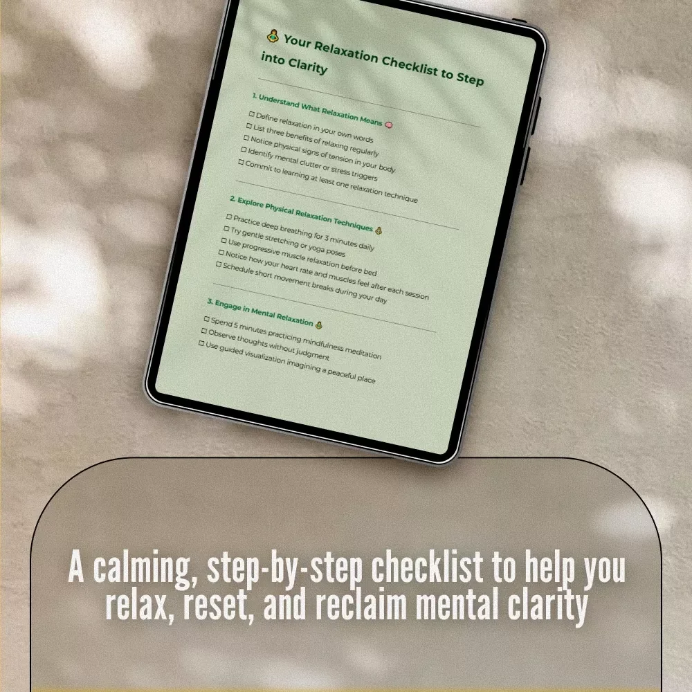 Your Relaxation Checklist to Step into Clarity | Digital Download Checklist for Relaxation, Self-Care & Mental Wellness