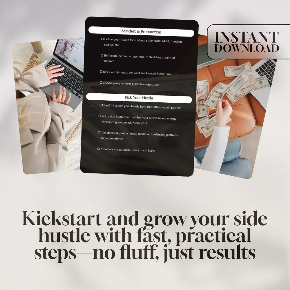 Wealth Hustler’s Fast Lane Checklist – Digital Download for Side Hustles to Build Wealth Fast, Instant Guide to Make Money Online, Printable Hustle Planner