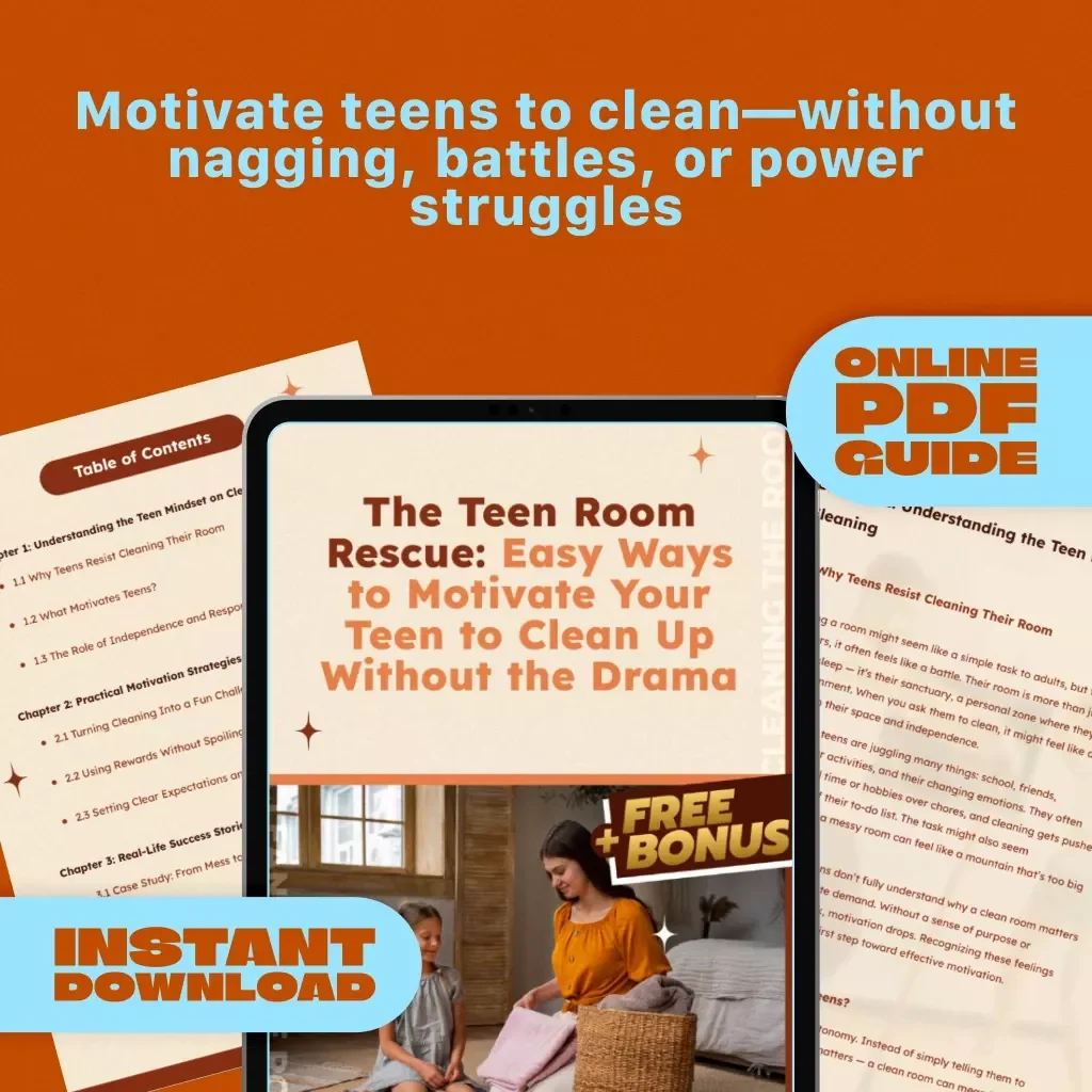 The Teen Room Rescue: Easy Ways to Motivate Your Teen to Clean Up Without the Drama – Guide on How to Motivate a Teenager to Clean Their Room, Printable PDF eBook for Parents