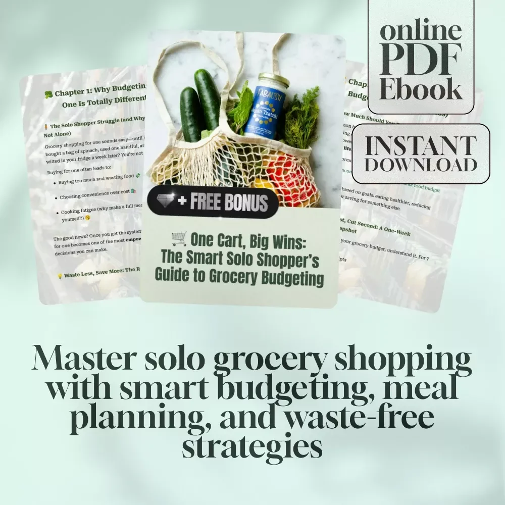 One Cart, Big Wins: The Smart Solo Shopper’s Guide to Grocery Budgeting | How to Grocery Shop on a Budget for 1 | Budget Meal Planning eBook