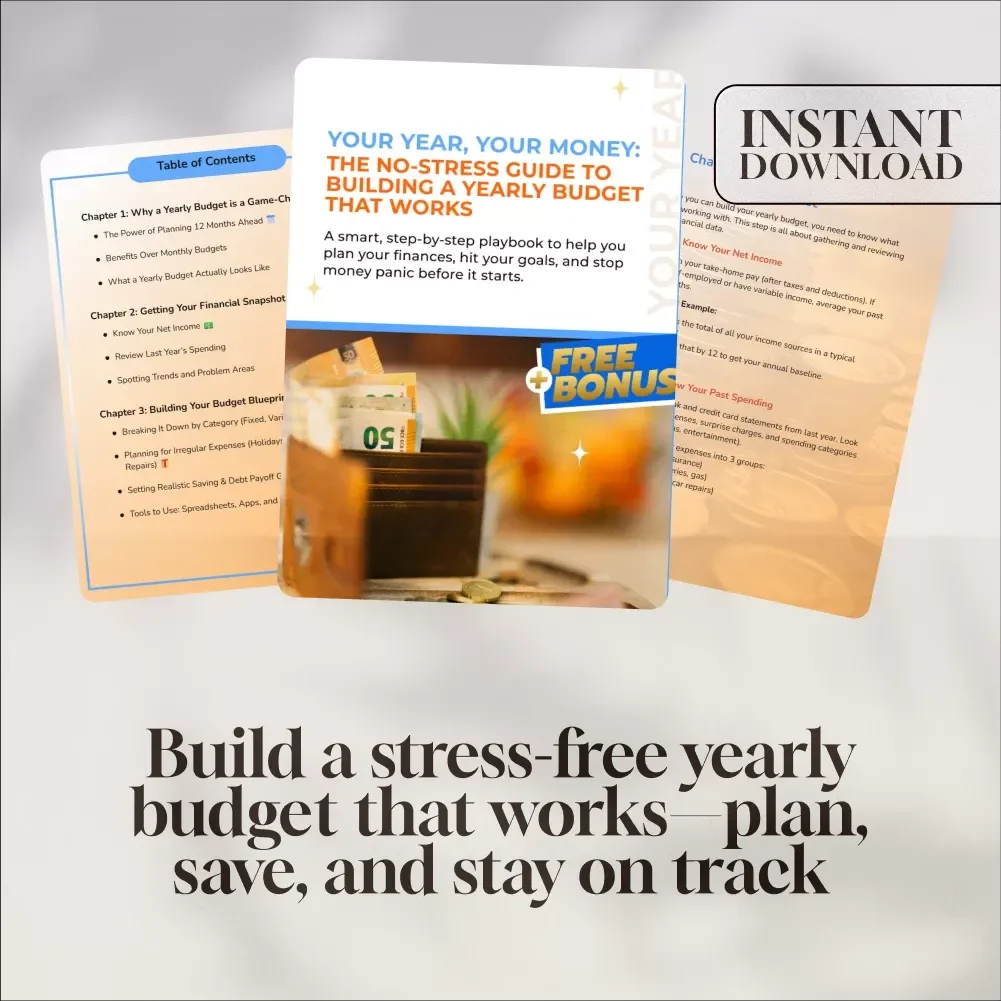 Your Year, Your Money: The No-Stress Guide to Building a Yearly Budget That Works | How to Make a Yearly Budget Digital Download, Budgeting Guide PDF