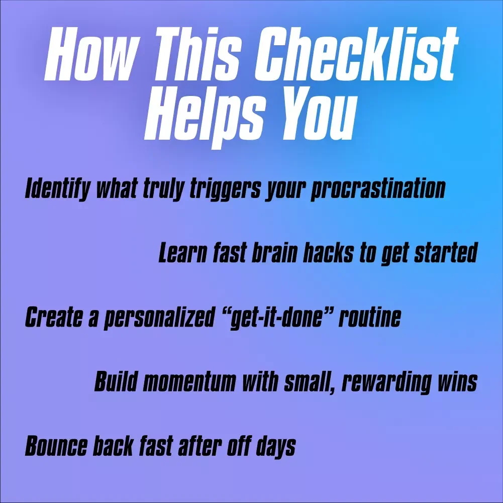 The “No More Later” Checklist: Beat Procrastination Like a Pro | Digital Download for How to Motivate Yourself to Not Procrastinate