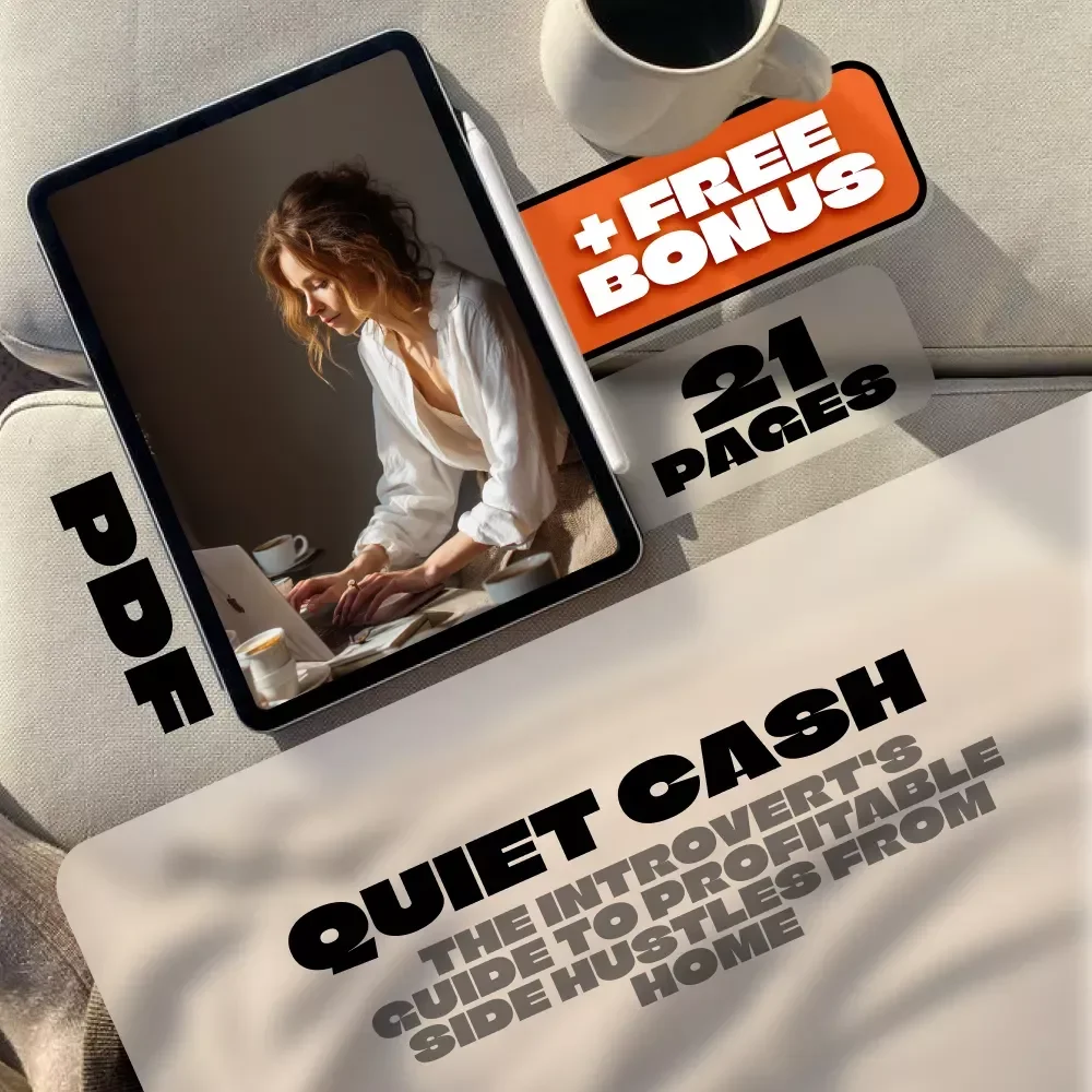 Quiet Cash: The Introvert’s Guide to Profitable Side Hustles from Home | Side Hustles for Introverts at Home eBook | Digital Download