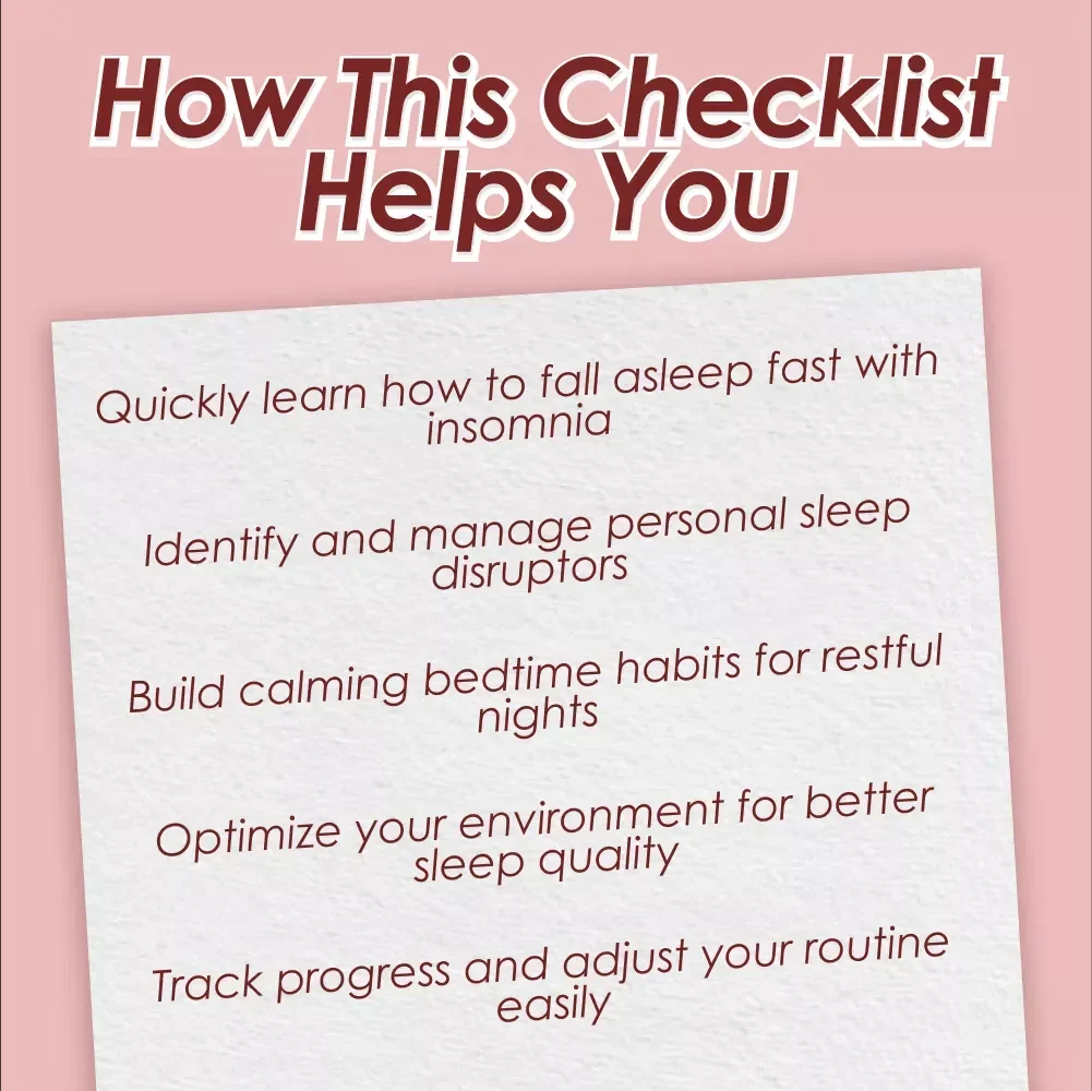 Your Insomnia-Beating Checklist to Sleep Like a Pro – Digital Download | How to Fall Asleep Fast with Insomnia | Sleep Better Tonight