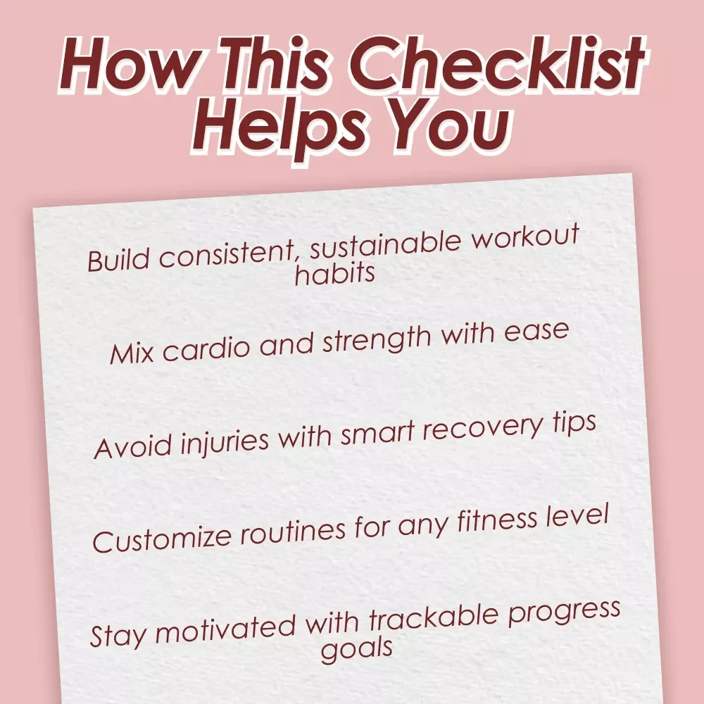 The Cardio Strength Success Checklist | Printable Digital Download for Cardio Strength Workout Planning, Weekly Fitness Routine & Goal Tracking
