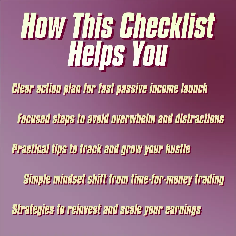 Your Kickstart Blueprint for Passive Income Side Hustles | Passive Income Side Hustle Ideas Checklist for Beginners