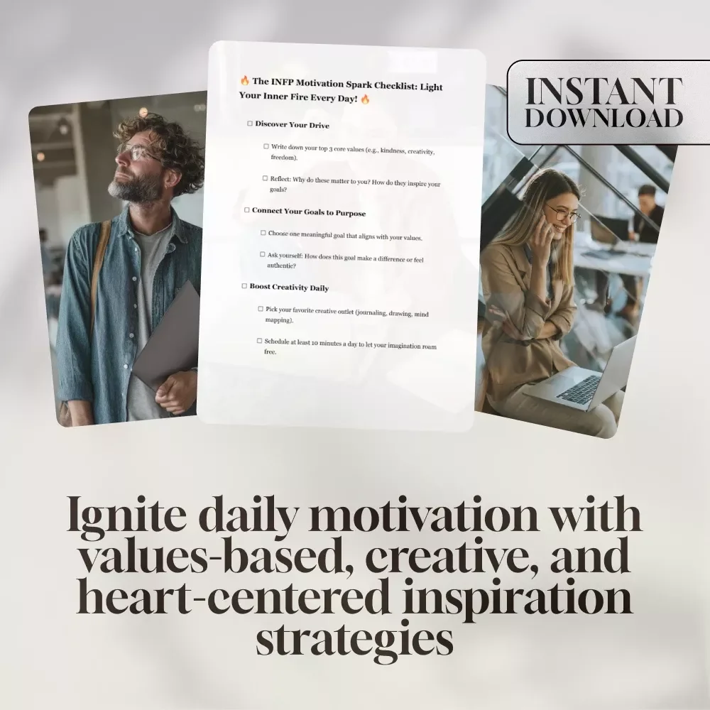 The INFP Motivation Spark Checklist: Light Your Inner Fire Every Day! | Digital Download for INFPs | How to Motivate INFP | Self-Growth eBook