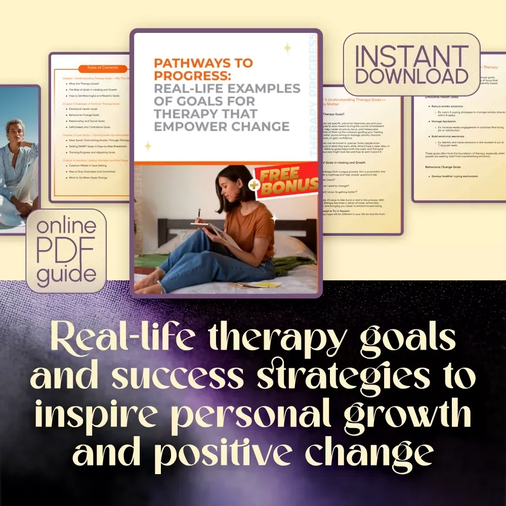 Pathways to Progress: Real-Life Examples of Goals for Therapy That Empower Change | Therapy Goal Setting Guide, Mental Health Digital Download