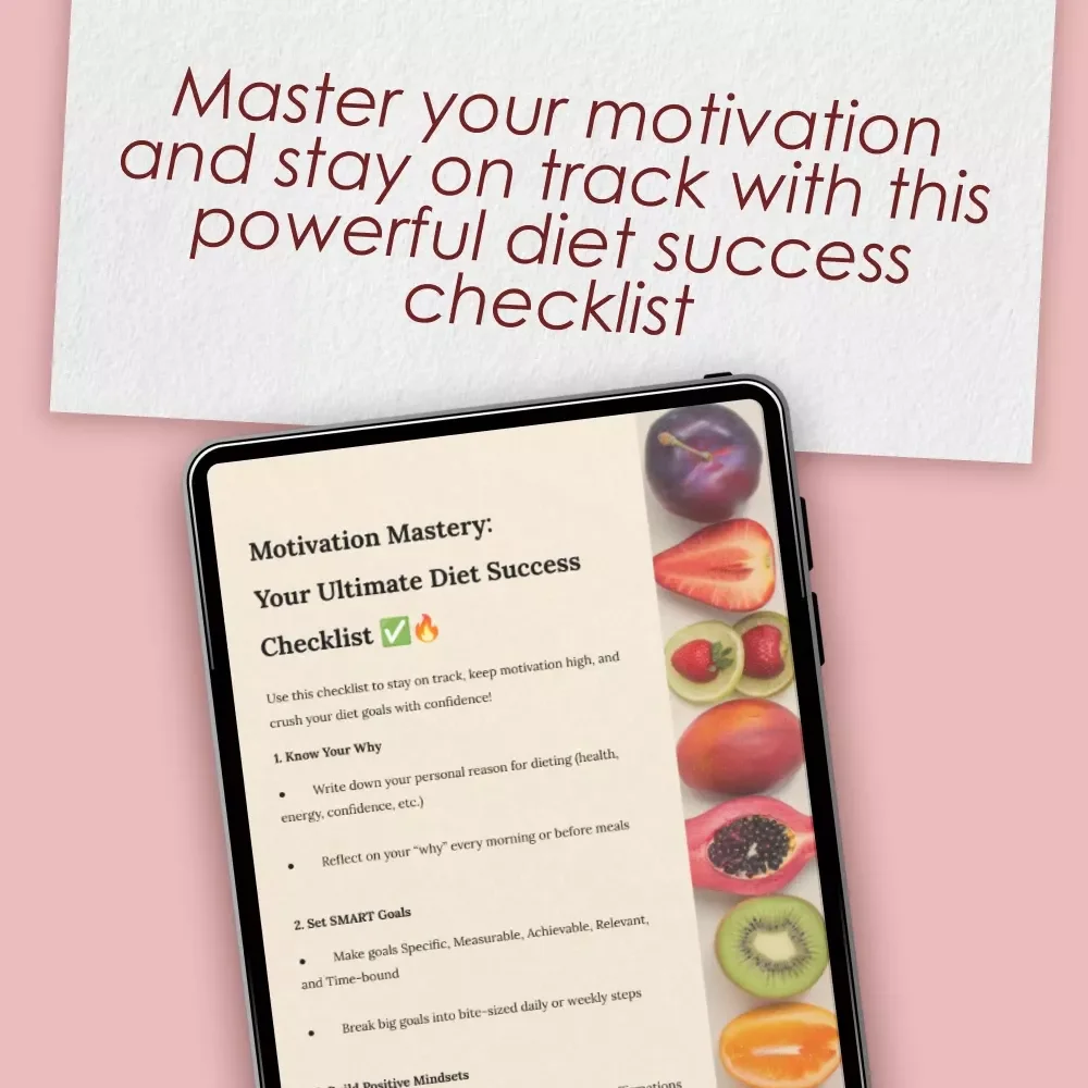 Motivation Mastery: Your Ultimate Diet Success Checklist | Digital Download for How to Motivate Myself to Diet