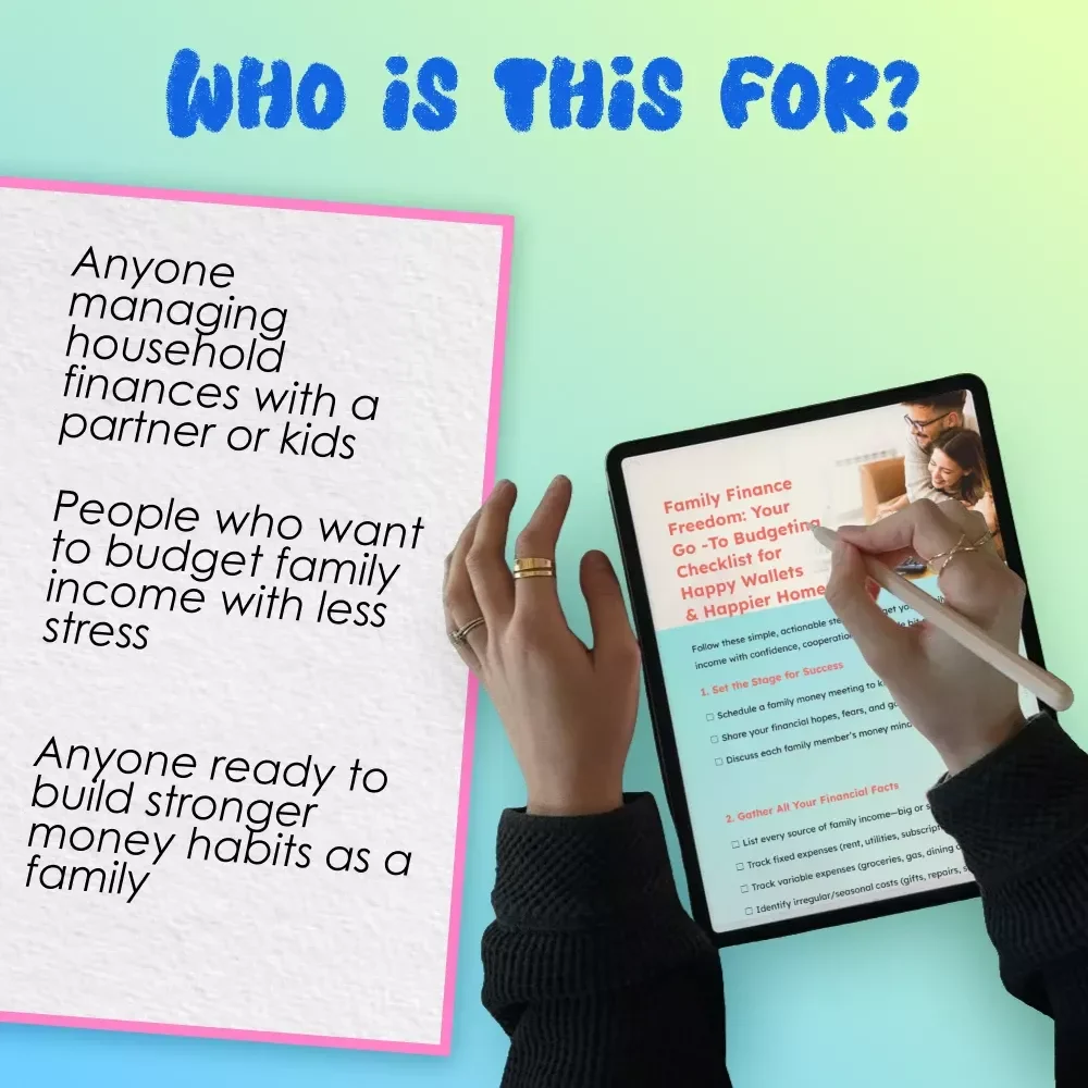 Family Finance Freedom: Your Go-To Budgeting Checklist for Happy Wallets & Happier Homes | Digital Download | How to Budget Family Income Guide