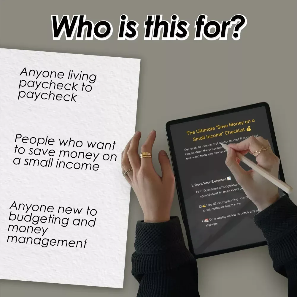 The Ultimate “Save Money on a Small Income” Checklist | How to Budget and Save Money on a Small Income | Printable Digital Download
