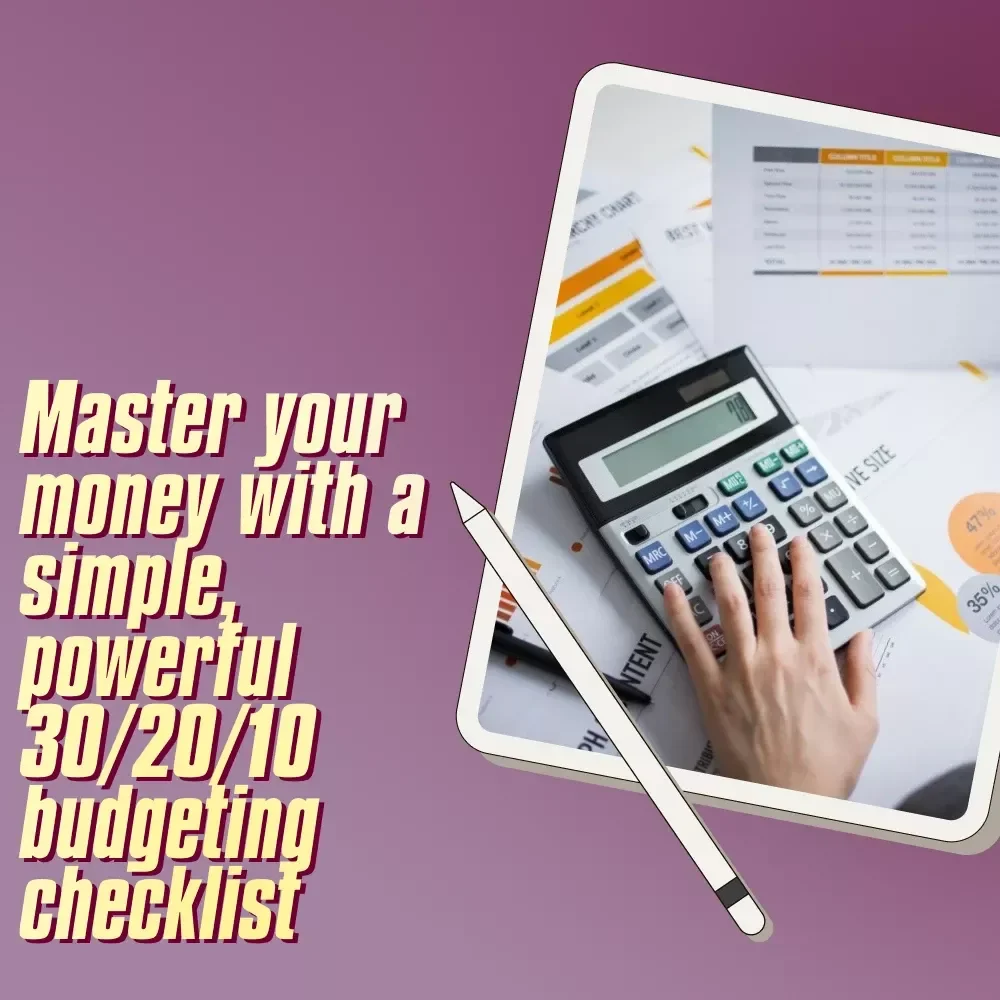 The 30/20/10 Budget Quick-Start Checklist | Budget Planner Printable
