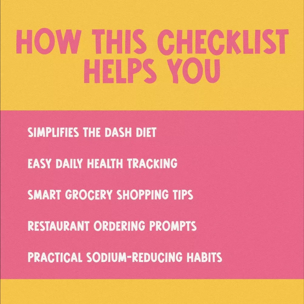The Heart-Smart Hypertension Diet Checklist to Lower Blood Pressure | Best Diet for Hypertension PDF | DASH Diet Printable for Blood Pressure
