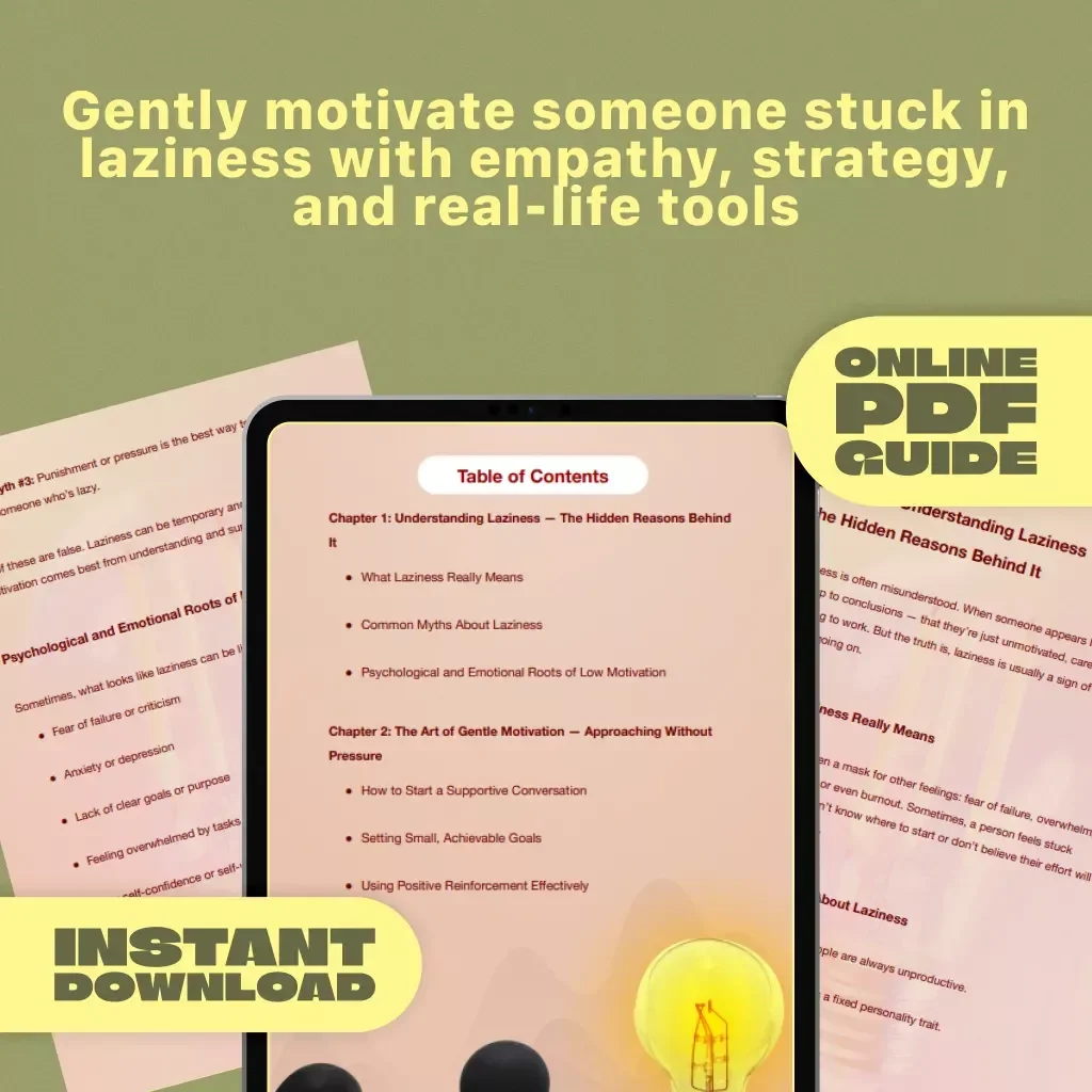 From Lazy to Inspired: How to Motivate Someone Who Just Can’t Get Moving | Digital Guide on How to Motivate Someone Who Is Lazy, eBook for Helping Low Motivation