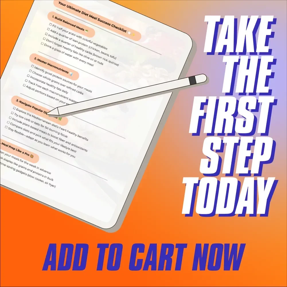 Your Ultimate Diet Meal Success Checklist | Printable Digital Checklist for Healthy Eating, Balanced Diet Meals, and Meal Prep Goals
