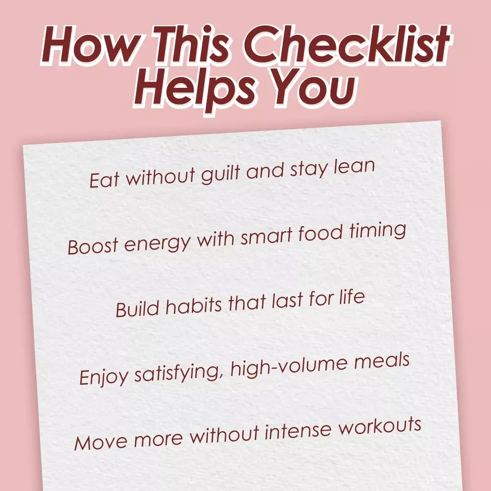Simple Steps To Eat More And Still Stay Fit Checklist | How to Eat a Lot and Not Gain Weight | Digital Wellness Guide PDF