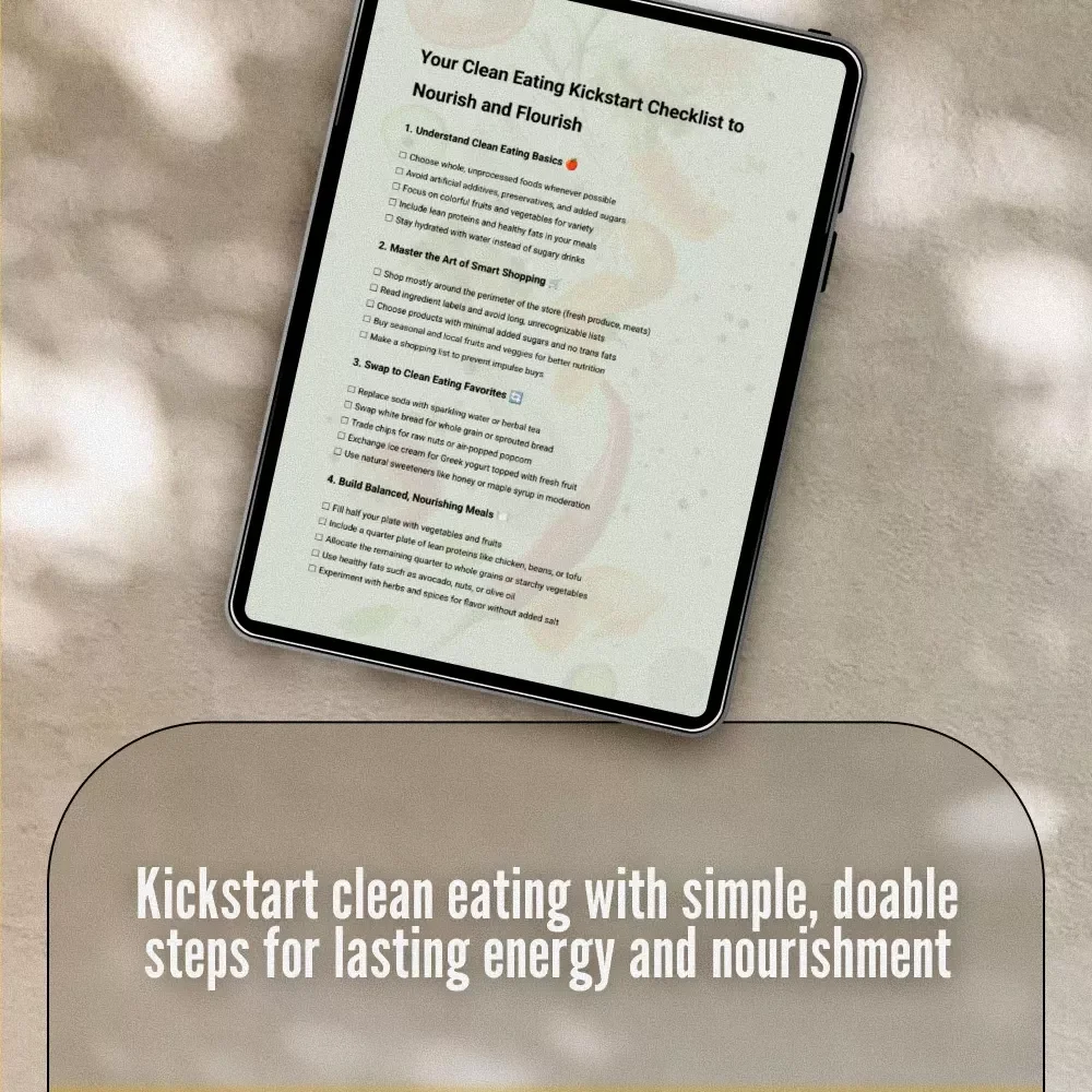Your Clean Eating Kickstart Checklist to Nourish and Flourish | How to Start Eating Clean for Beginners Printable Guide, eBook, Digital Download