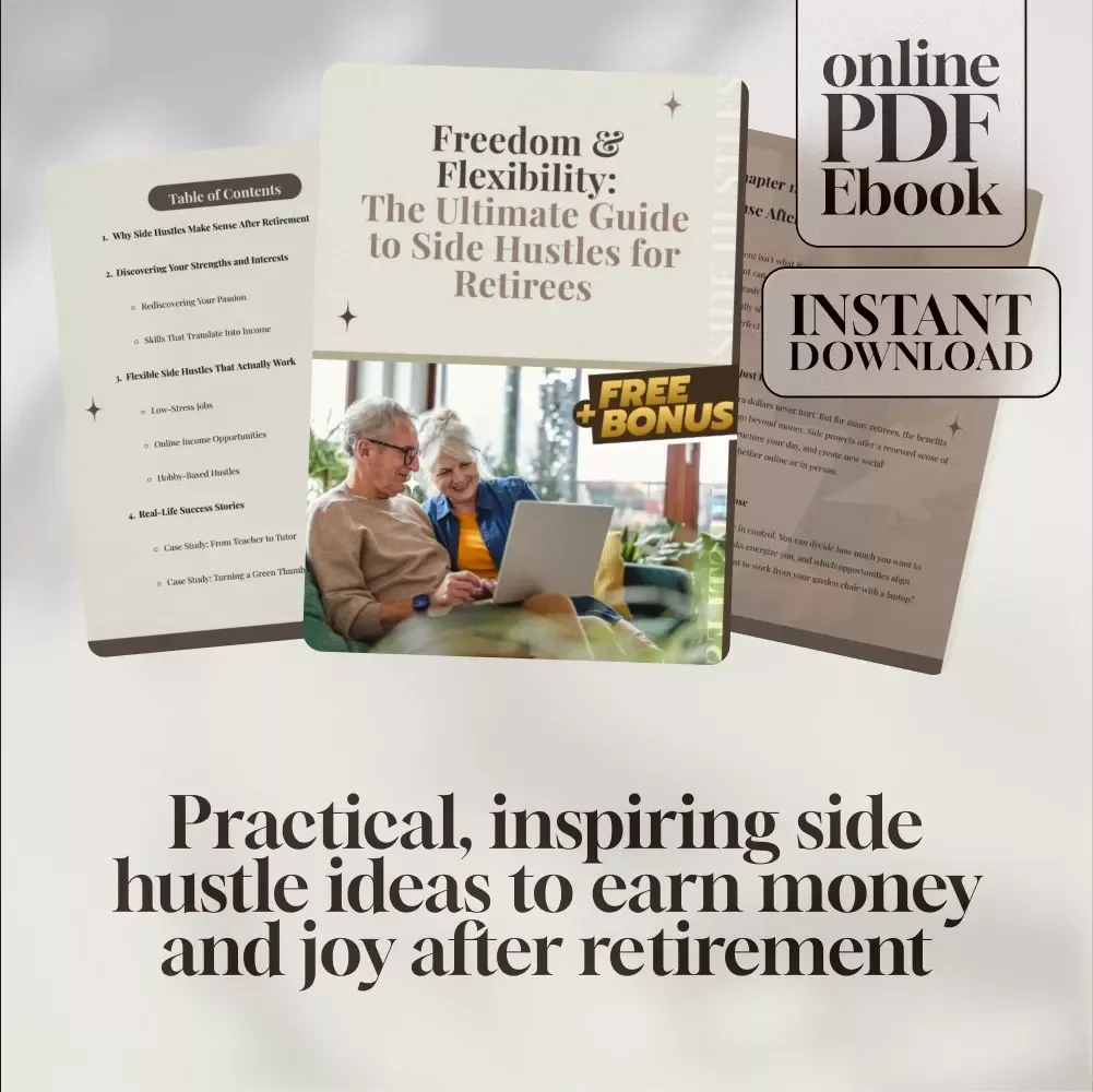 Freedom & Flexibility: The Ultimate Guide to Side Hustles for Retirees | eBook for Retirement Income | Flexible Side Hustles for Retirees PDF