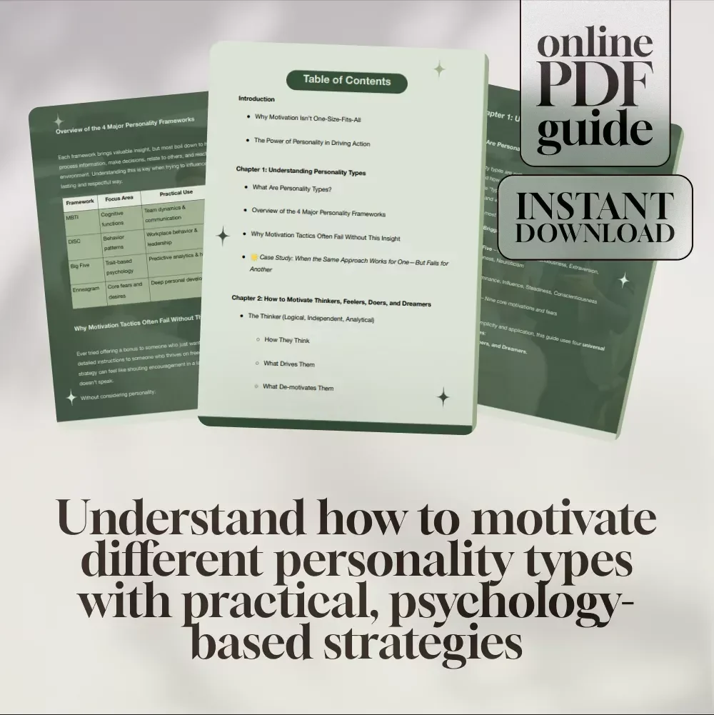 Motivation by Personality: A Practical Guide to Inspiring Every Type – How to Motivate Different Personality Types | Digital Guide for Coaches, Leaders & Educators