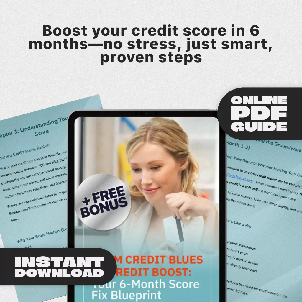 From Credit Blues to Credit Boost: Your 6-Month Score Fix Blueprint | How to Fix My Credit Score in 6 Months | Printable PDF Guide