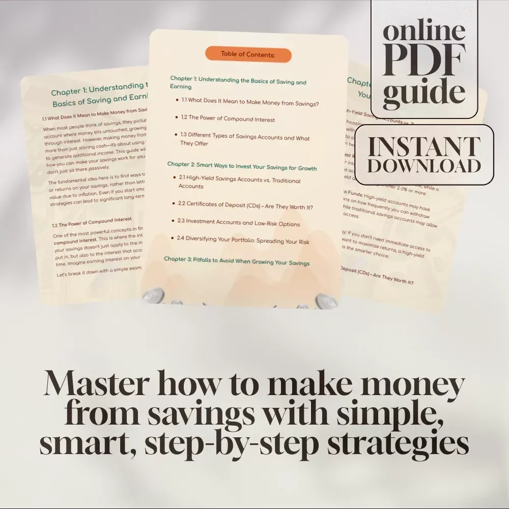 Turning Spare Change Into Wealth: The Ultimate Guide to Making Money from Your Savings | Digital Download | Personal Finance eBook | How to Make Money from Savings