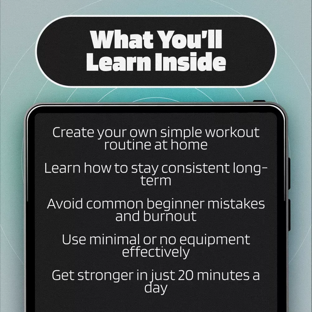 A No-Excuses Guide to Getting Stronger, Leaner at Home – Simple Workout Routine at Home | Fitness eBook Digital Download