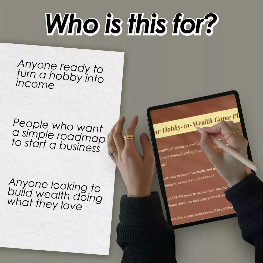 Your Hobby-to-Wealth Game Plan Checklist | Turn Your Hobby into a Wealth-Building Business | Digital Download PDF