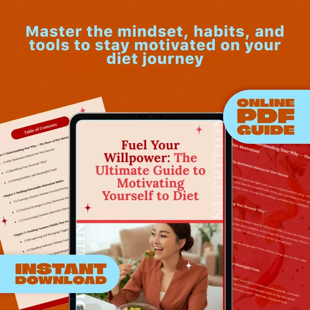 Fuel Your Willpower: The Ultimate Guide to Motivating Yourself to Diet | Digital Download Guide for Diet Success | How to Motivate Myself to Diet eBook