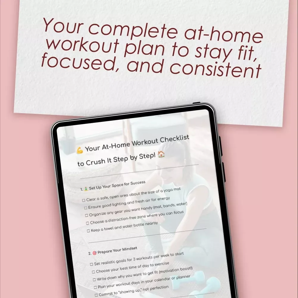 Your At-Home Workout Checklist to Crush It Step by Step – Simple Workout Routine at Home | Digital Download