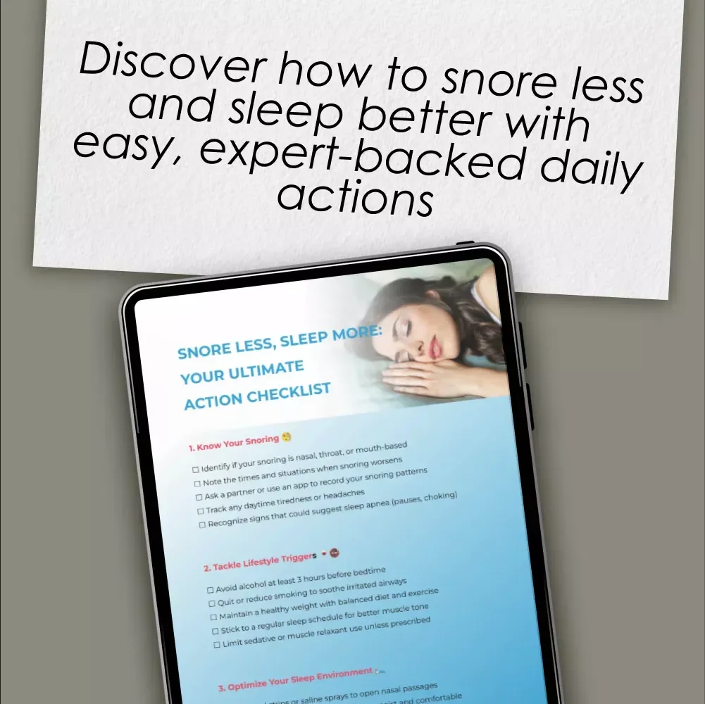 Snore Less, Sleep More: Your Ultimate Action Checklist | Digital Download to Help You Snore Less & Sleep Better Fast
