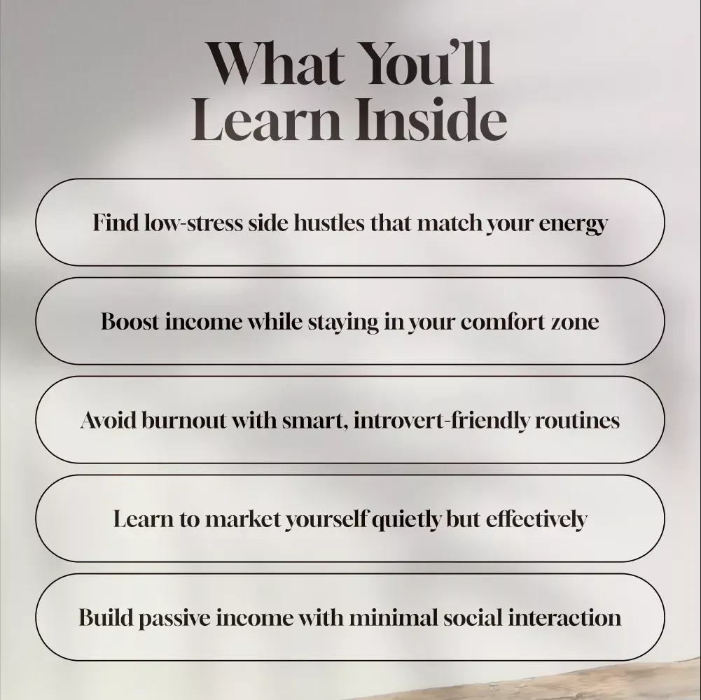 Quiet Cash: The Introvert’s Guide to Profitable Side Hustles from Home | Side Hustles for Introverts at Home eBook | Digital Download