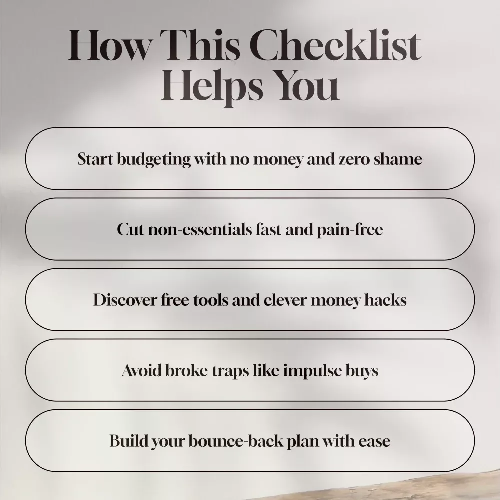 The Broke Budgeter’s Survival Checklist: Stretch Every Penny Like a Pro | How to Budget When You're Broke | Printable PDF Money Planner