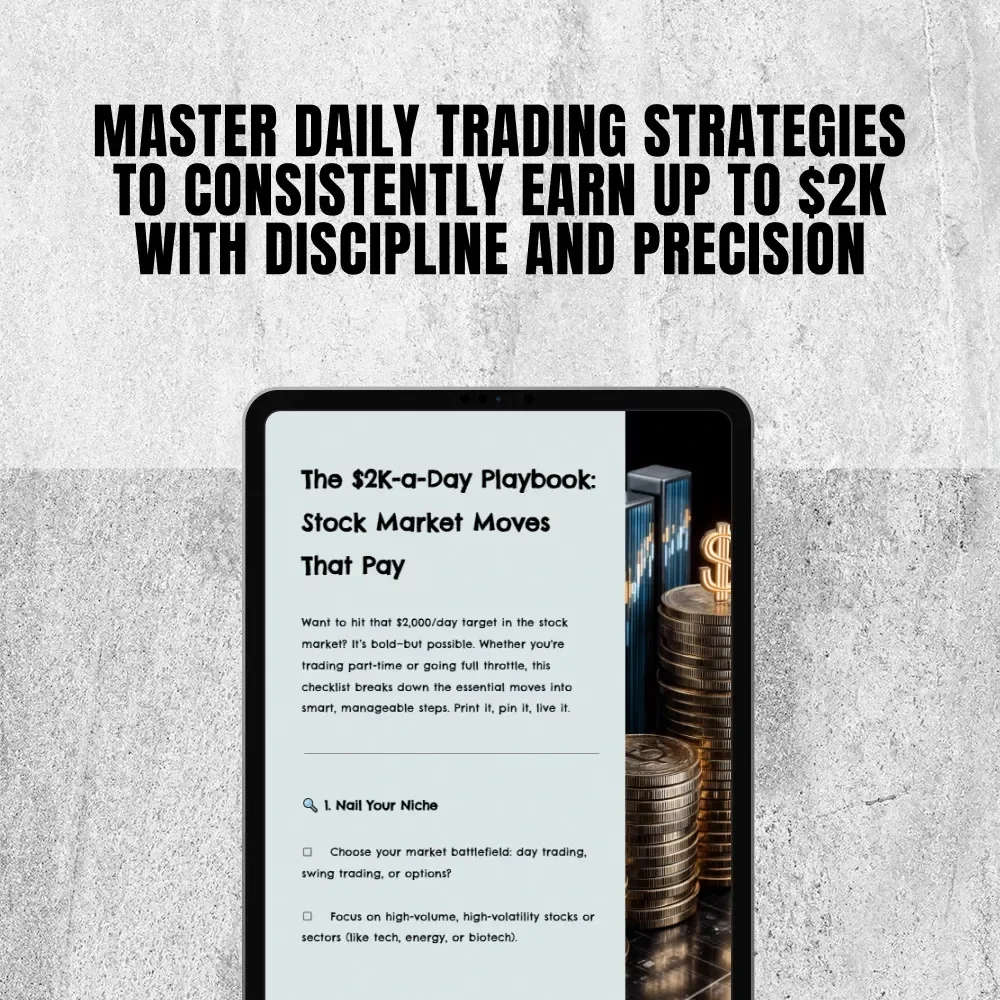 The $2K-a-Day Playbook: Stock Market Moves That Pay – How to Earn $2000 Per Day in Stock Market Checklist for Day Trading, Swing Trading, & Options