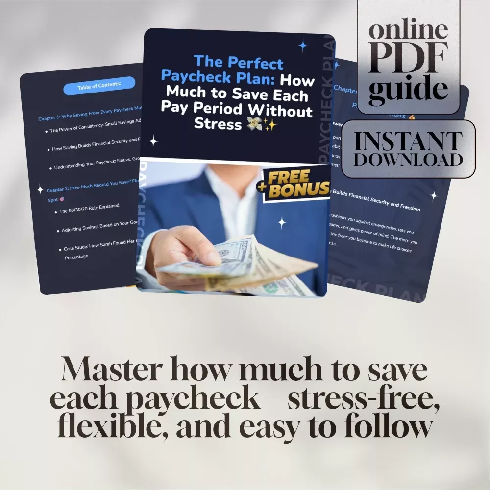 The Perfect Paycheck Plan: How Much to Save Each Pay Period Without Stress 💸✨ | Budgeting Guide, Financial Goals eBook, How Much of Each Paycheck to Save