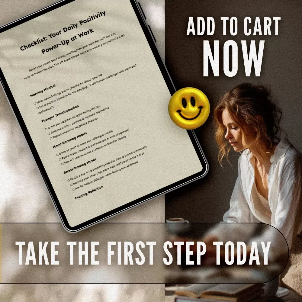Checklist: Your Daily Positivity Power-Up at Work – Digital Download | How Do I Stay Positive at Work | Mindset Boost | Stress Relief