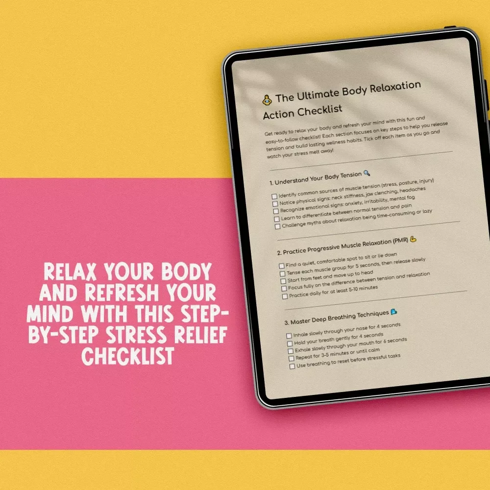 The Ultimate Body Relaxation Action Checklist – Digital Download for Stress Relief, Body Relax Guide, and Wellness Routine