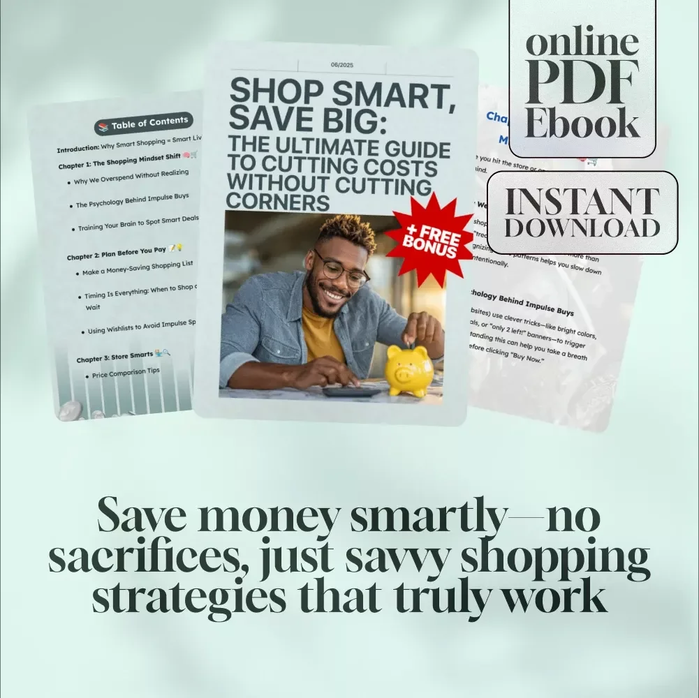 Shop Smart, Save Big: The Ultimate Guide to Cutting Costs Without Cutting Corners | How to Save Money Shopping | Budget eBook | Digital Download