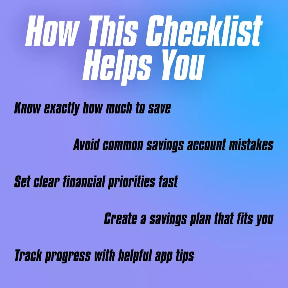Smart Savings Made Simple: Your Ultimate Savings Account Checklist | Budget Planner PDF | How Much to Keep in Savings Account | Digital Download