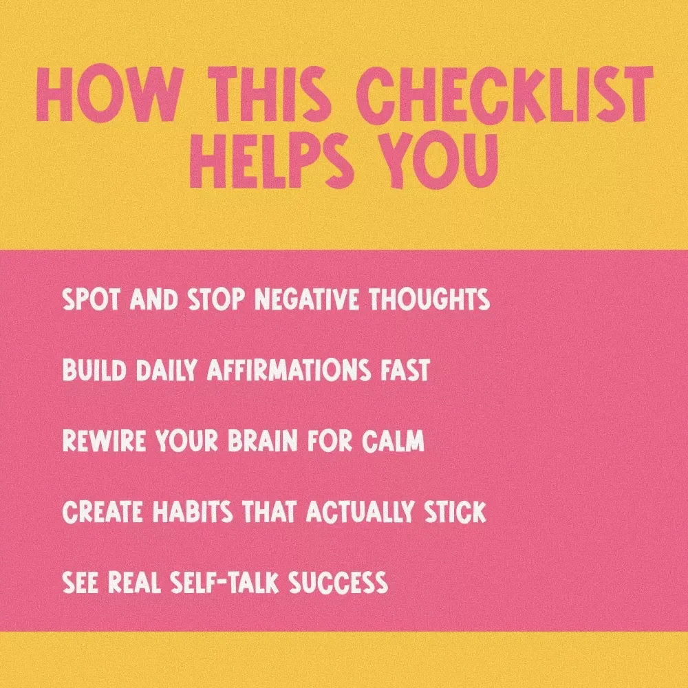 Your Positive Self-Talk Power Checklist: 8 Steps to Transform Your Inner Voice | Digital Checklist for Self-Growth | Positive Self Talk Books Printable PDF