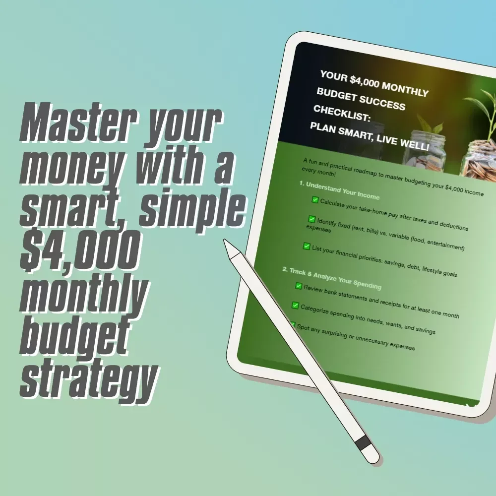 Master Your $4,000: The Smart Monthly Budget Blueprint for Financial Freedom | Digital Budget Checklist | How to Budget 4000 a Month