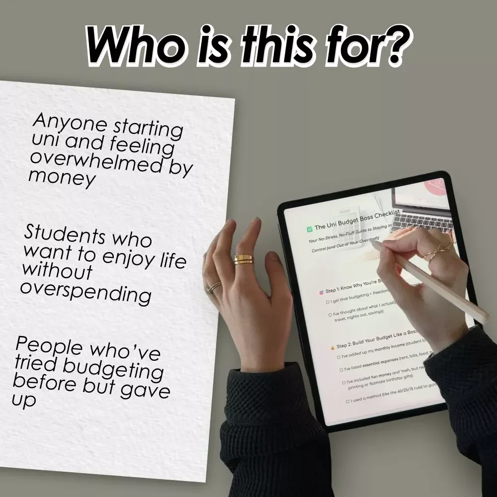 The Uni Budget Boss Checklist | Digital Download | How to Budget at Uni Like a Pro | Student Money Planner